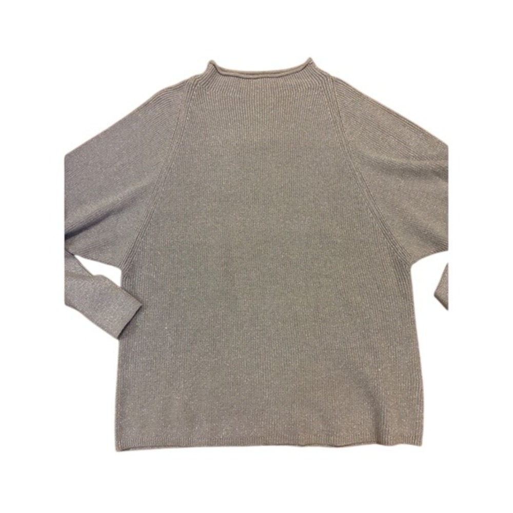 Vintage Maurices Silver Metallic Knit Sweater Boat Neck Dolman Sleeve Large
